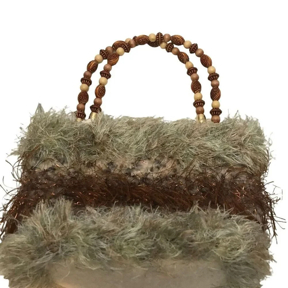 1352 Chris Knits n More handmade shaggy handbag,